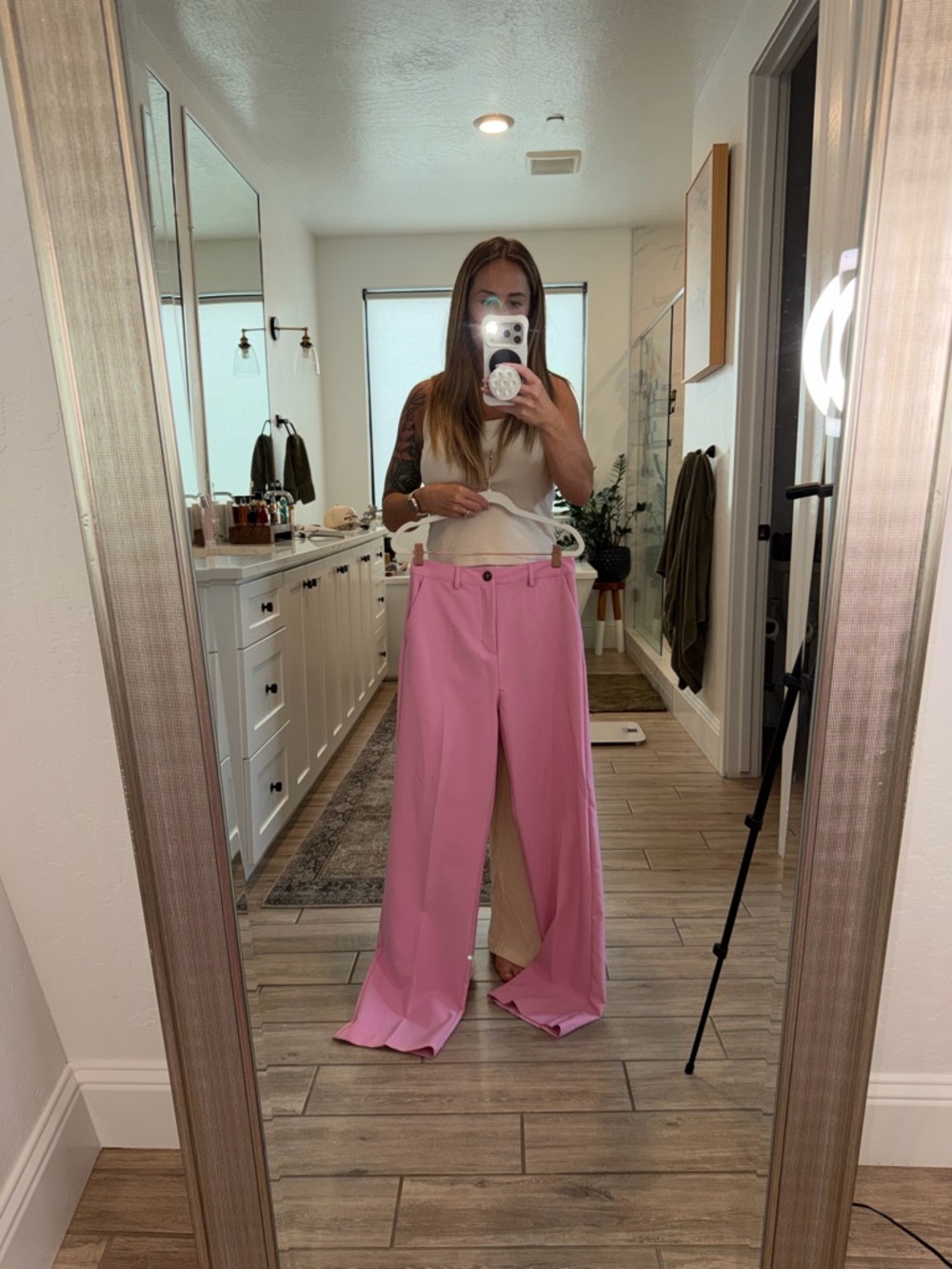 Wide Leg Pink Trousers